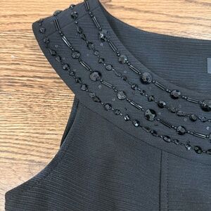 Tahari by Arthur Levine Jeweled Neckline Black Dress. Size 12 Petite.